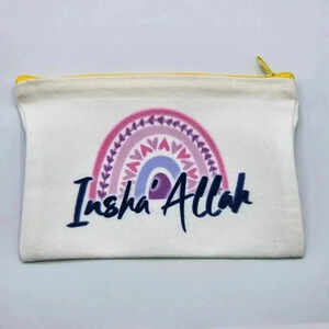 Inshallah Canvas Zipper Pencil Bag Makeup Bag Pouch Bag Handmade NWT